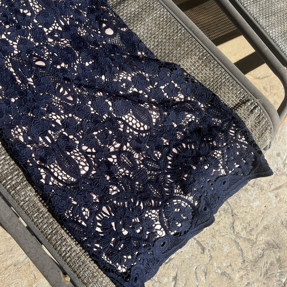 Navy blue lace cocktail dress S - Picture 3 of 7